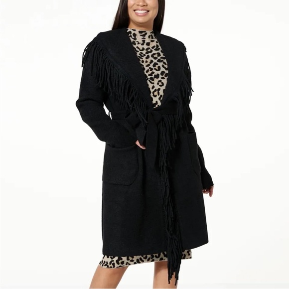 Badgley Mischka Jackets & Blazers - NWT BADGLEY MISCHKA fringe
Ricci Wool-blend Wrap Coat In Black